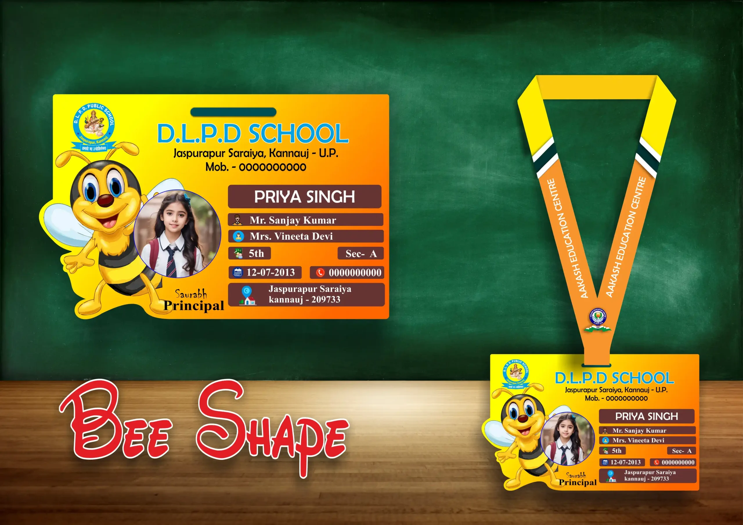 BEE SHAPE ACRLIC ID CARD Bee Shape Acrylic ID Card - Image 1