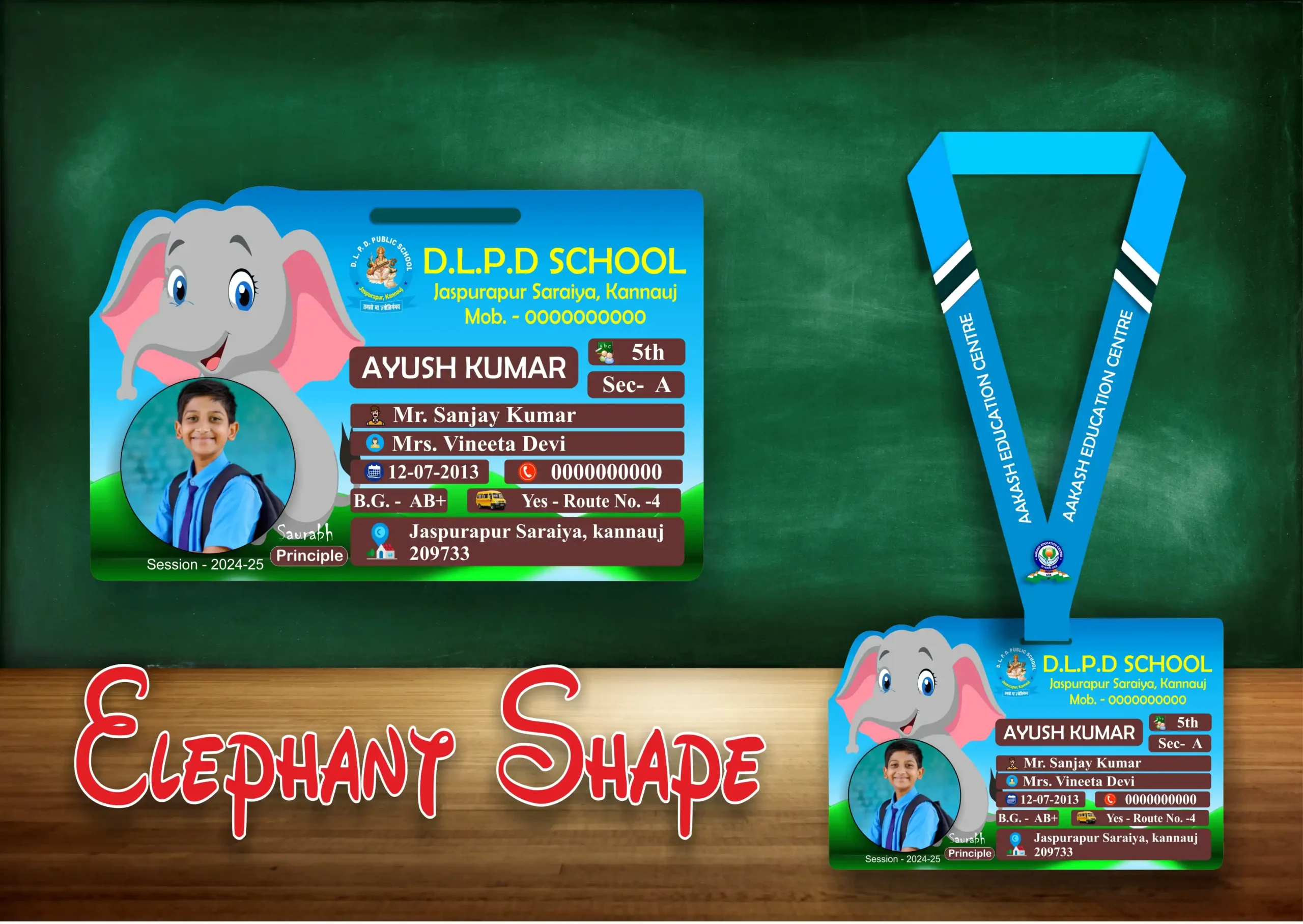 ELEPHANT SHAPE ACRLIC ID CARD Elephant Shape Acrylic ID Card - Image 1