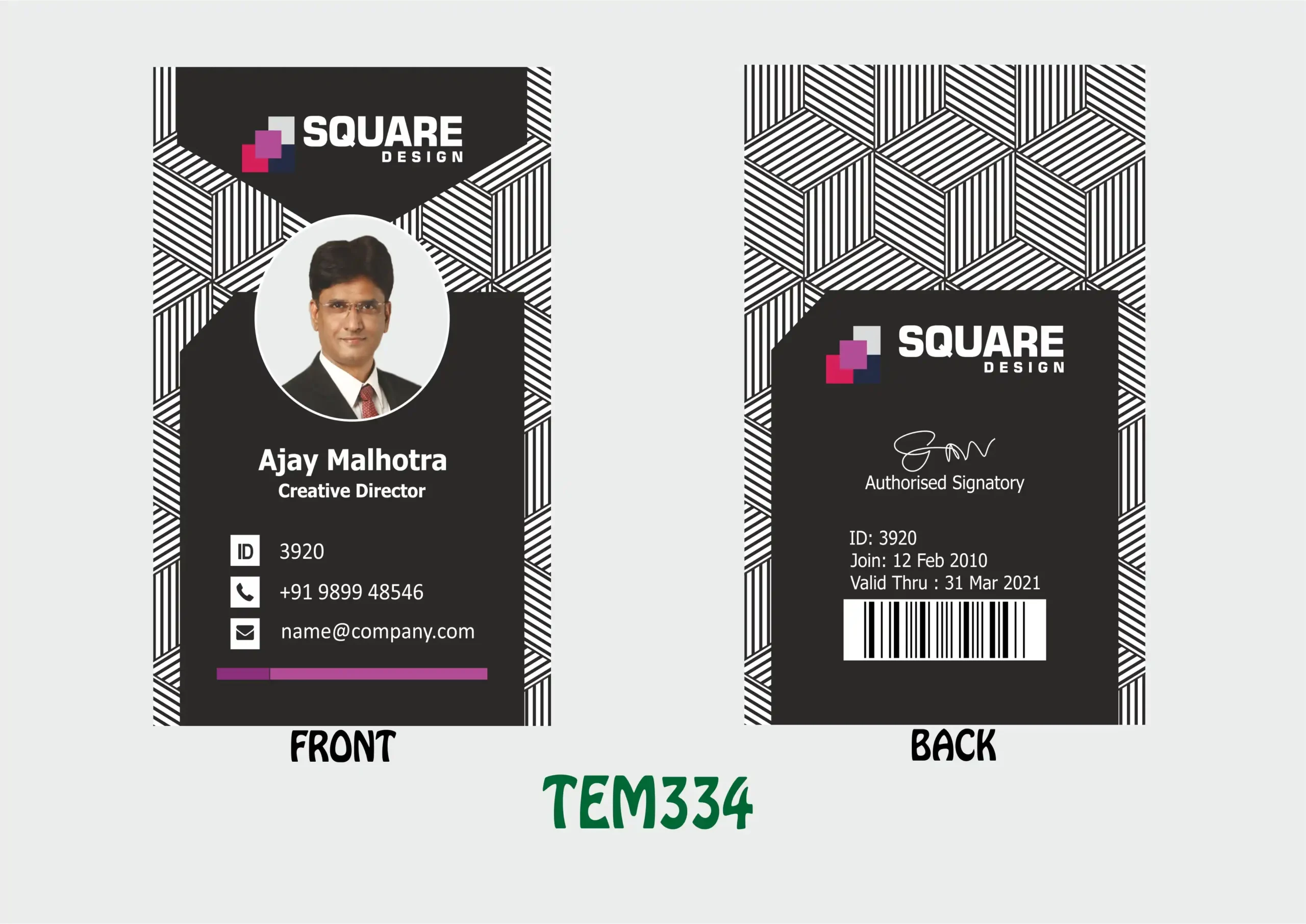 TEM-334 ID Card - TEM334 - Image 1