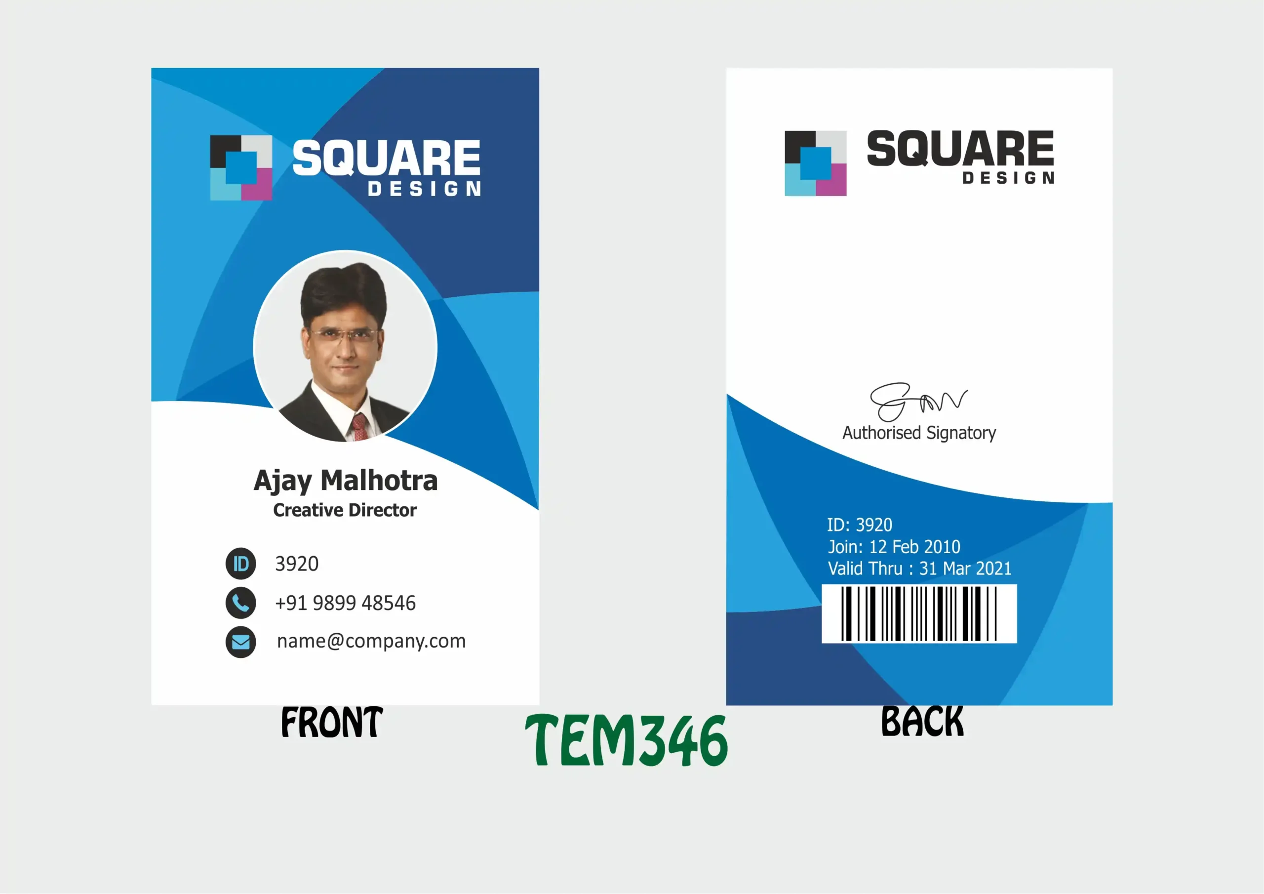 TEM-346 ID Card - TEM346 - Image 1