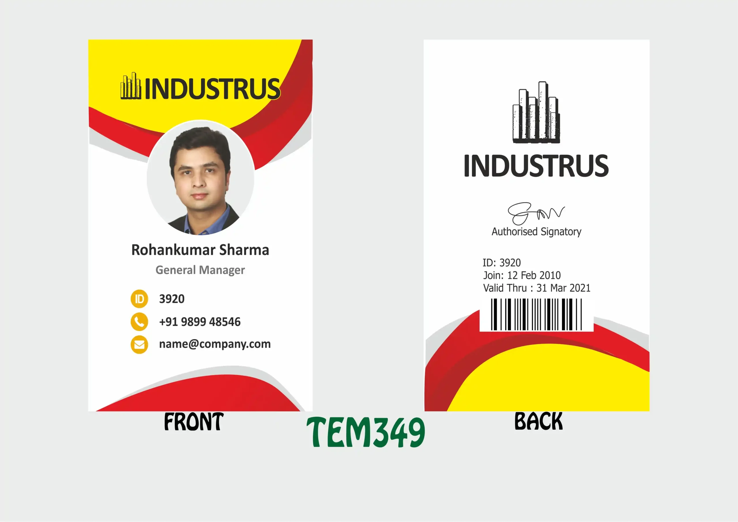 TEM-349 ID Card - TEM349 - Image 1