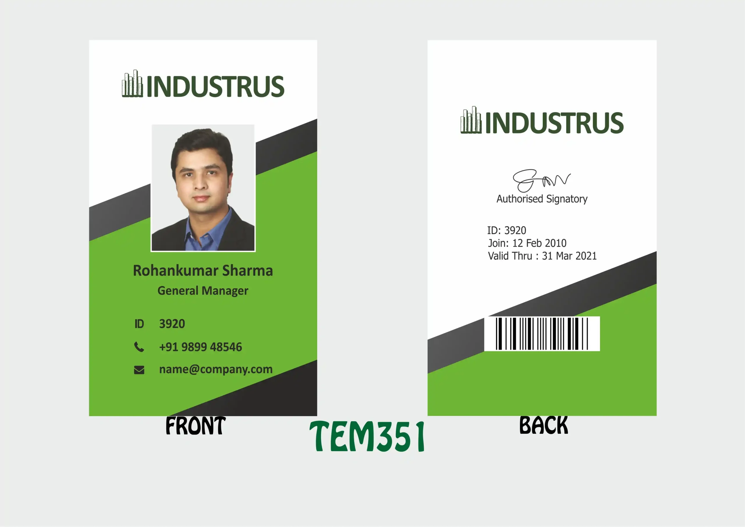 TEM-351 ID Card - TEM351 - Image 1