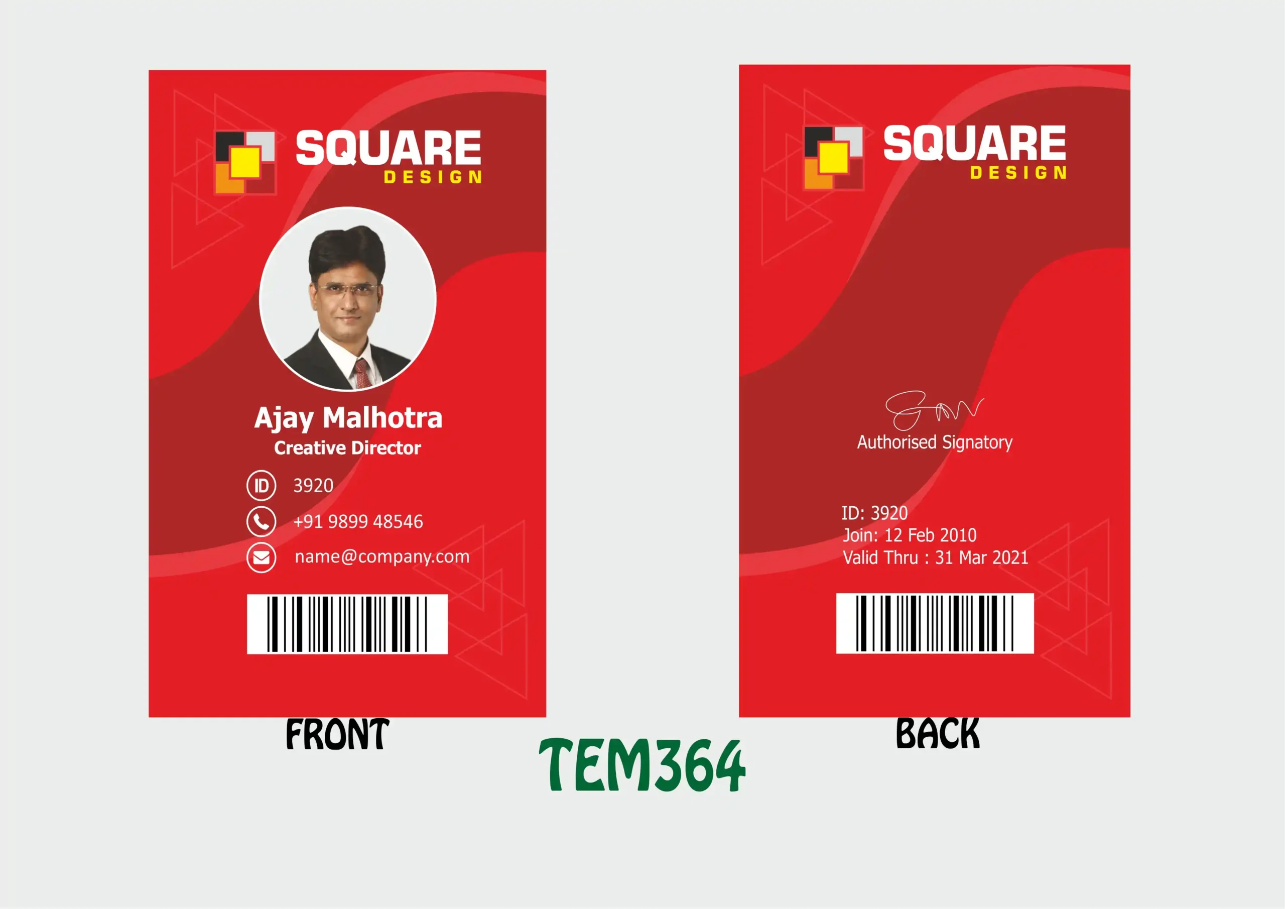 TEM-364 ID Card - TEM364 - Image 1