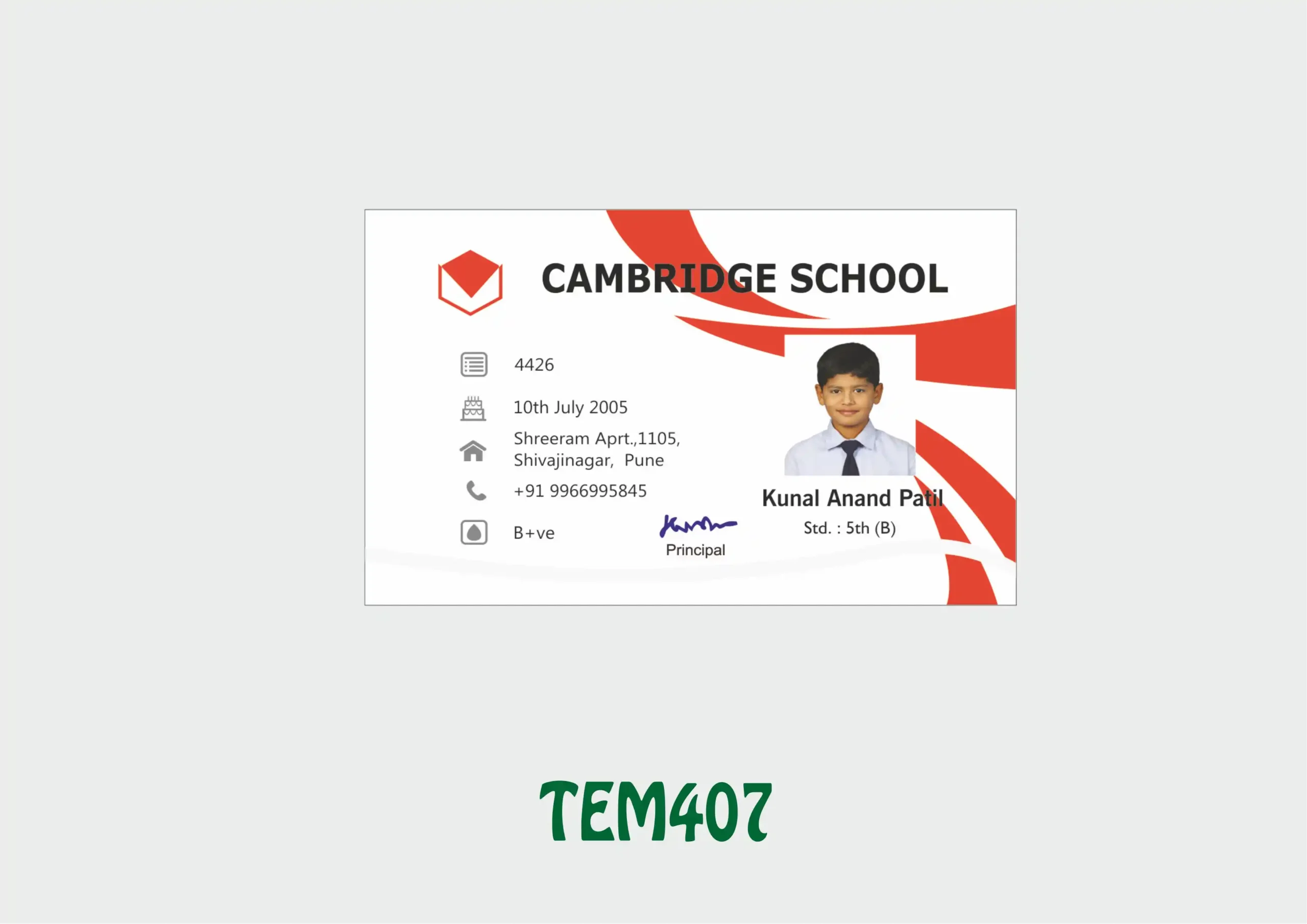 TEM-407 ID Card - TEM407 - Image 1