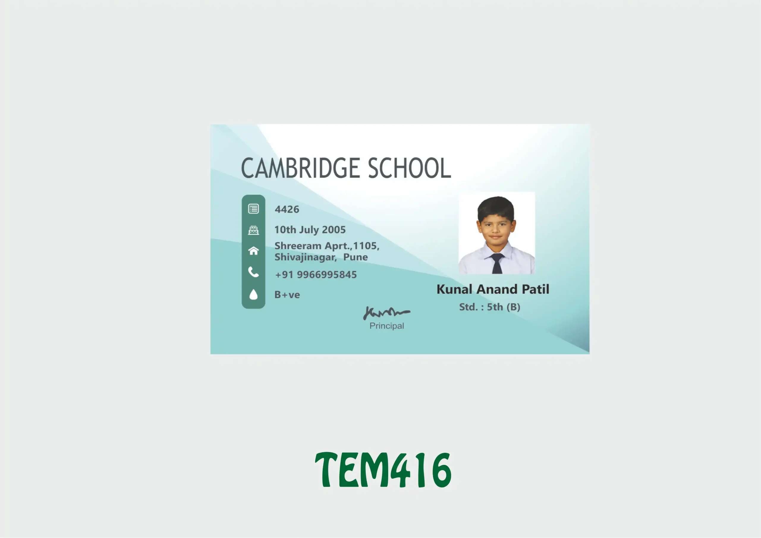 TEM-416 ID Card - TEM416 - Image 1