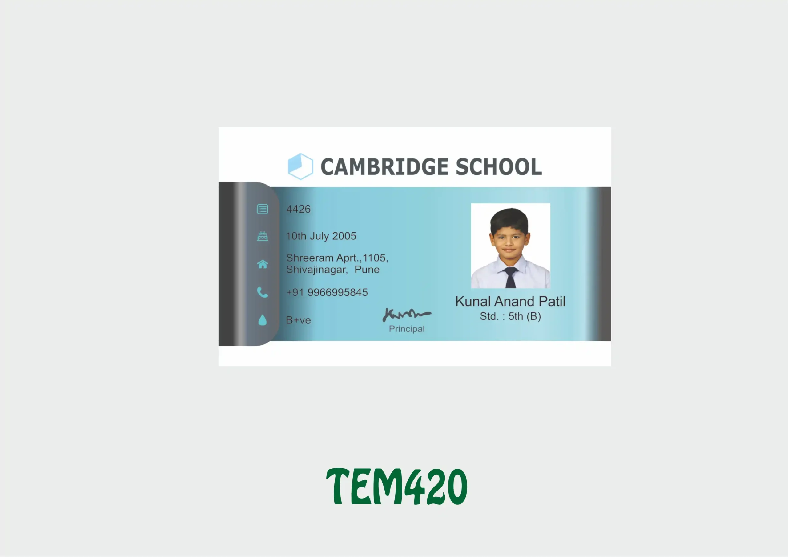 TEM-420 ID Card - TEM420 - Image 1