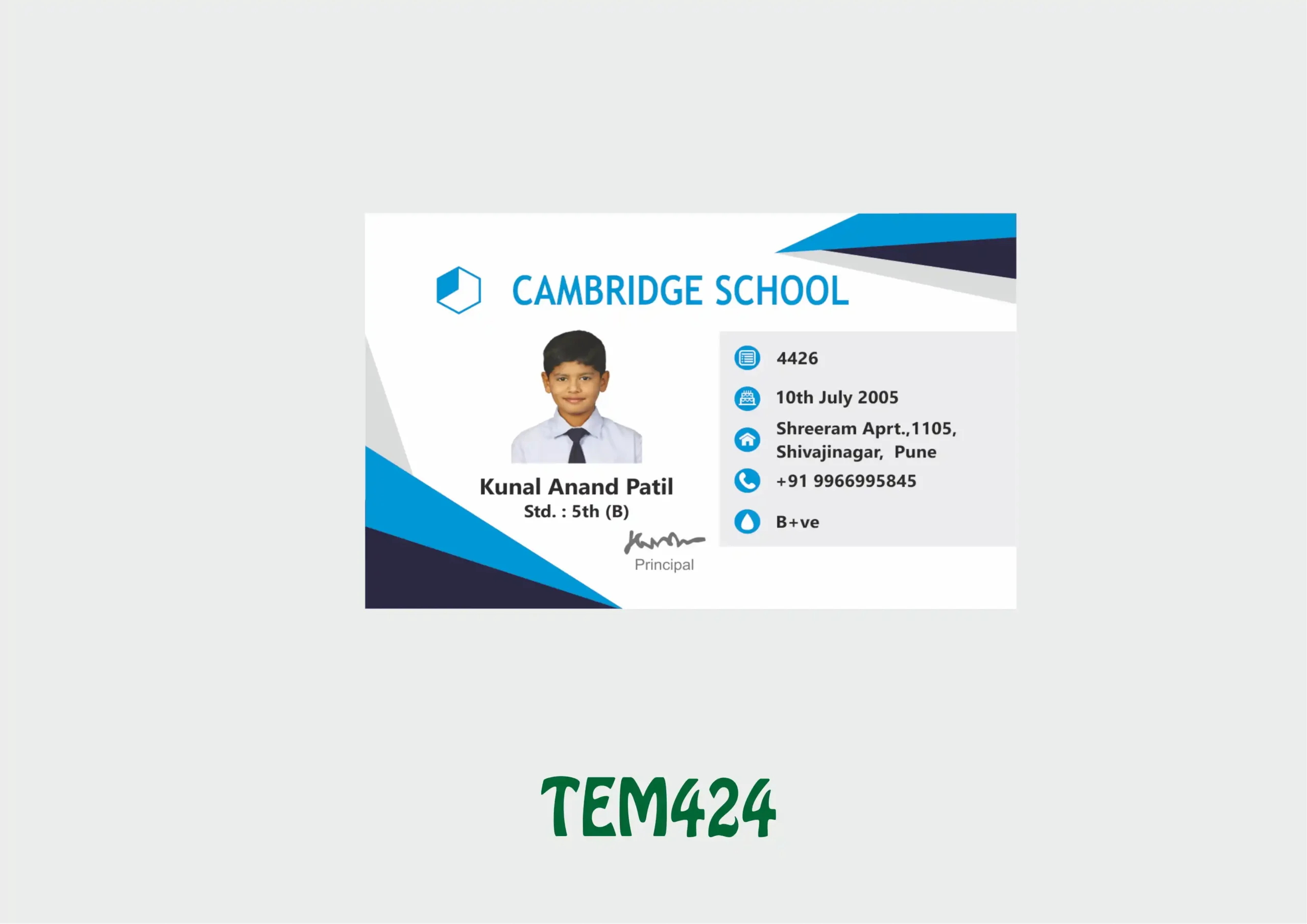 TEM-424 ID Card - TEM424 - Image 1