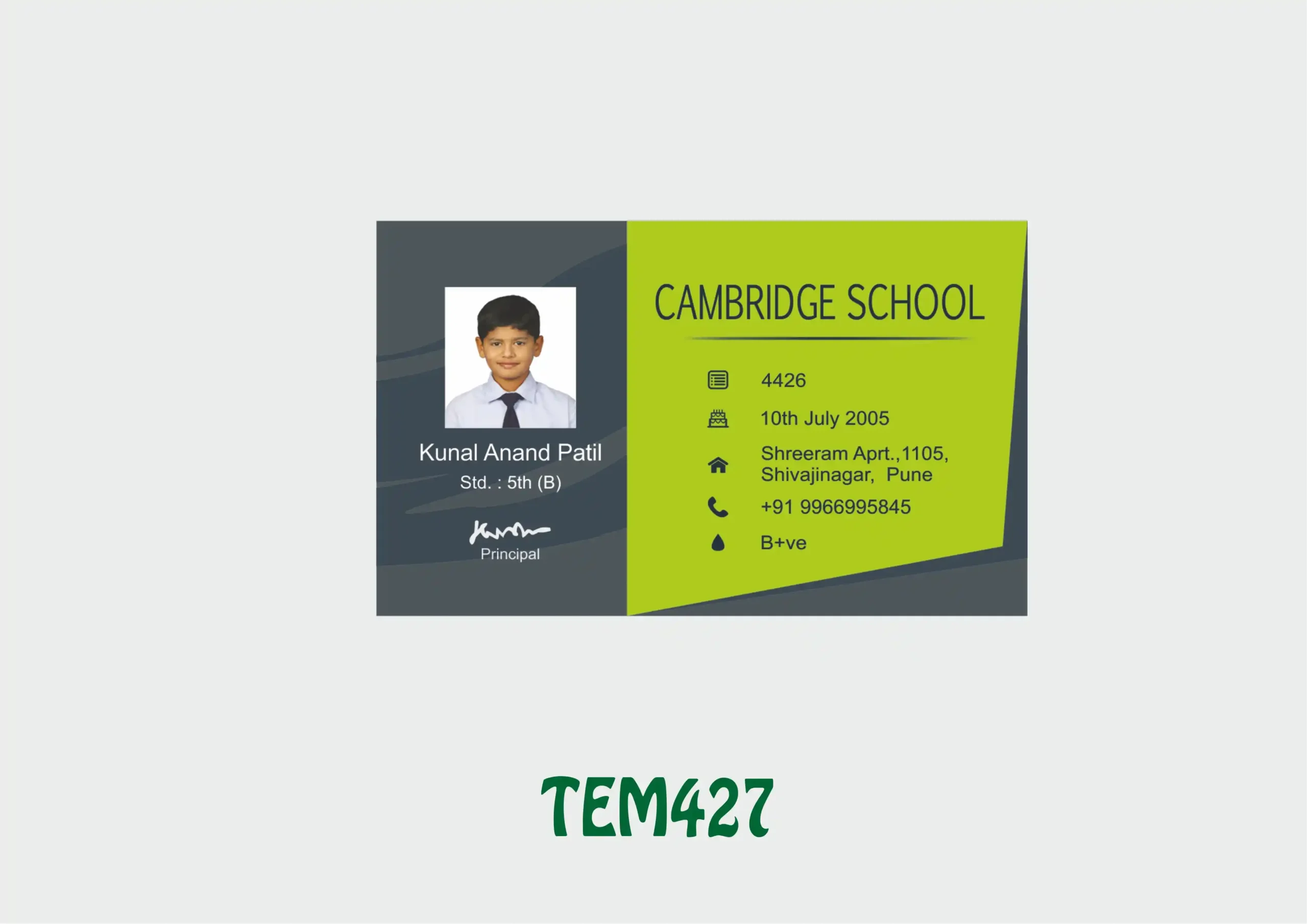 TEM-427 ID Card - TEM427 - Image 1