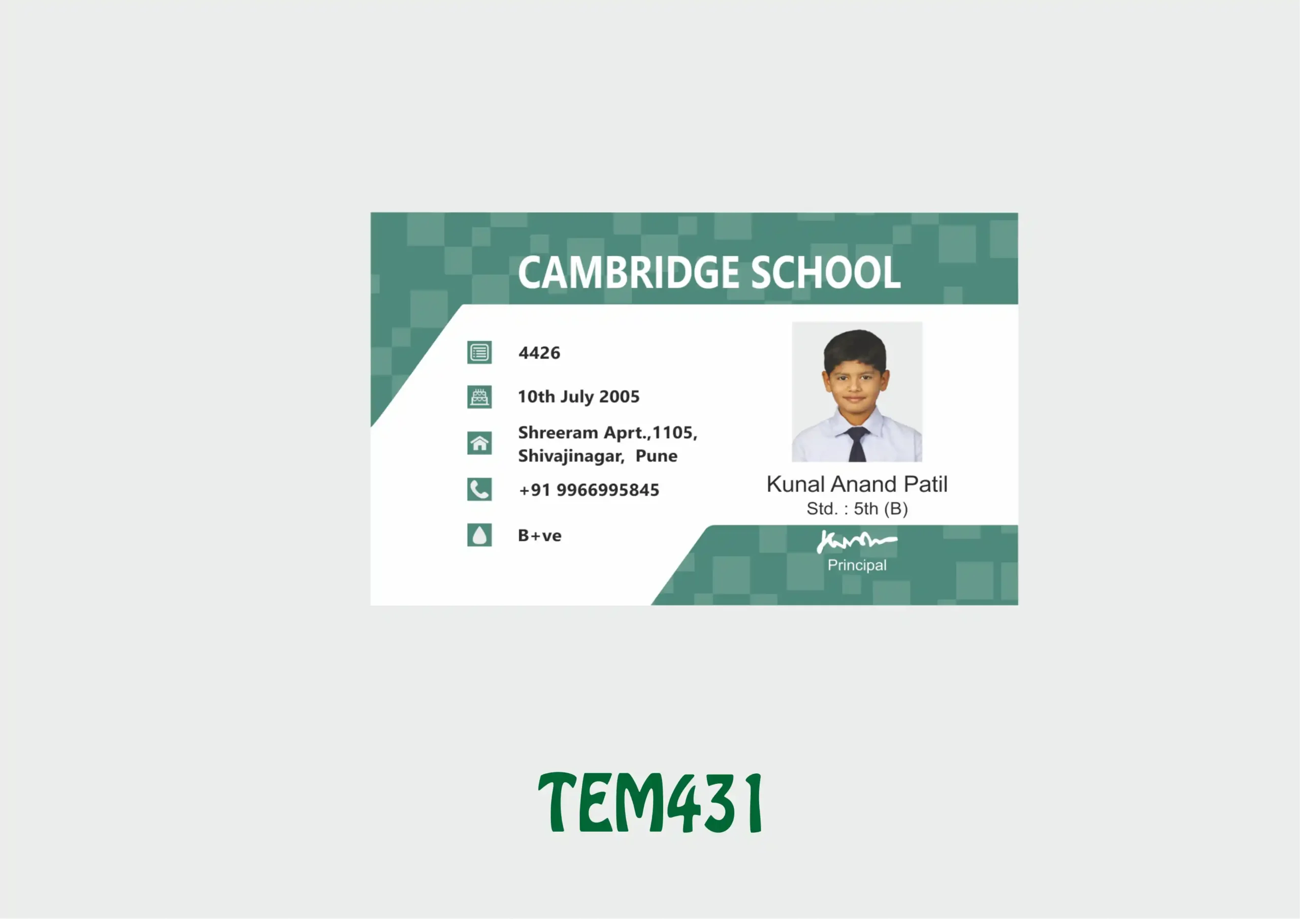 TEM-431 ID Card - TEM431 - Image 1