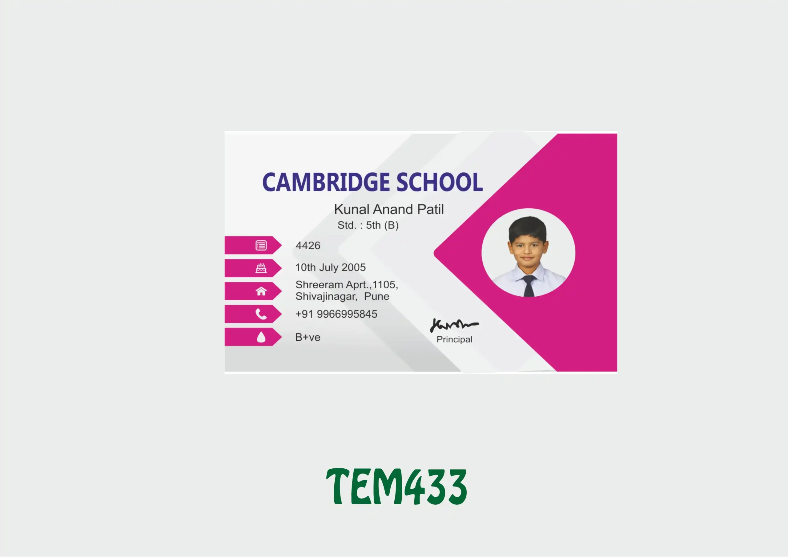 TEM-433 ID Card - TEM433 - Image 1