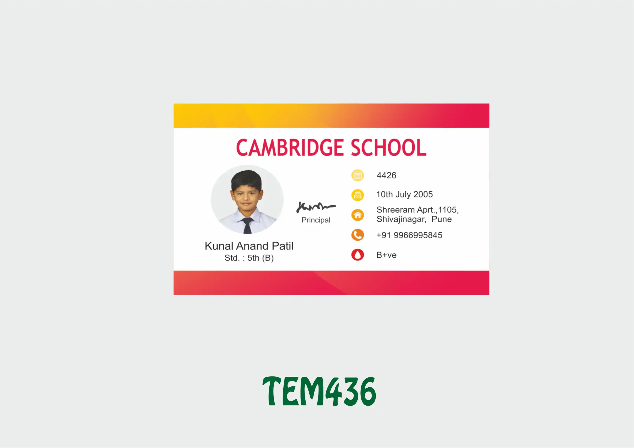 TEM-436 ID Card - TEM436 - Image 1