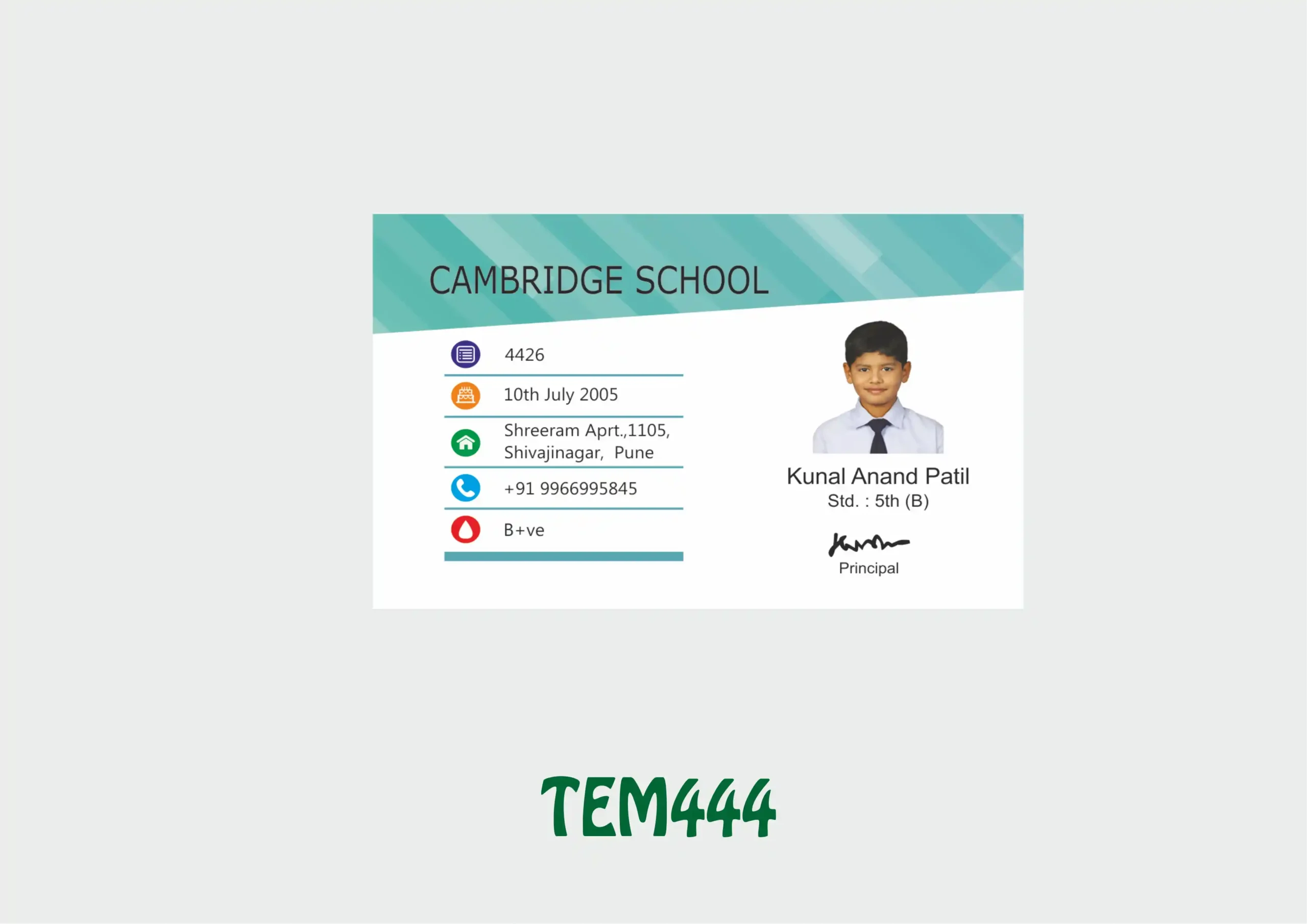 TEM-444 ID Card - TEM444 - Image 1