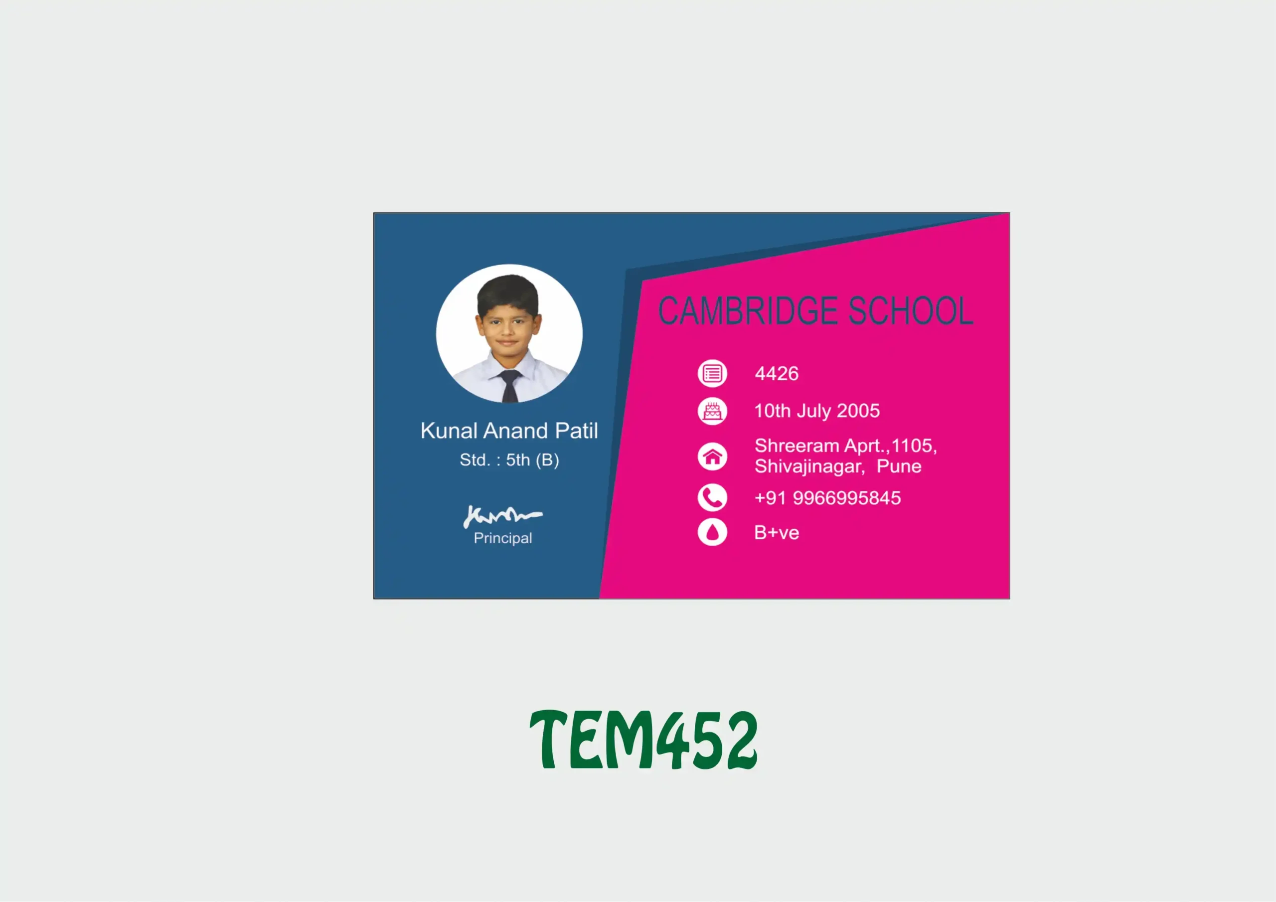 TEM-452 ID Card - TEM452 - Image 1