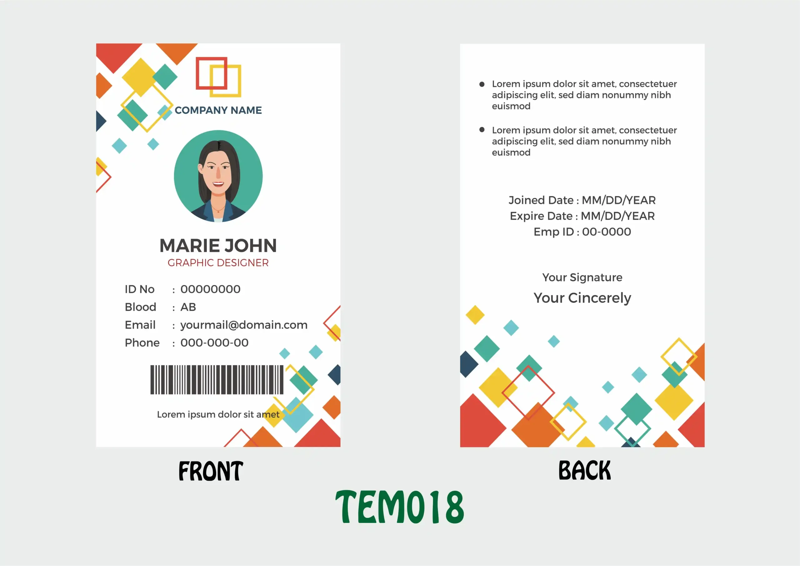 TEM018 ID Card - TEM018 - Image 1