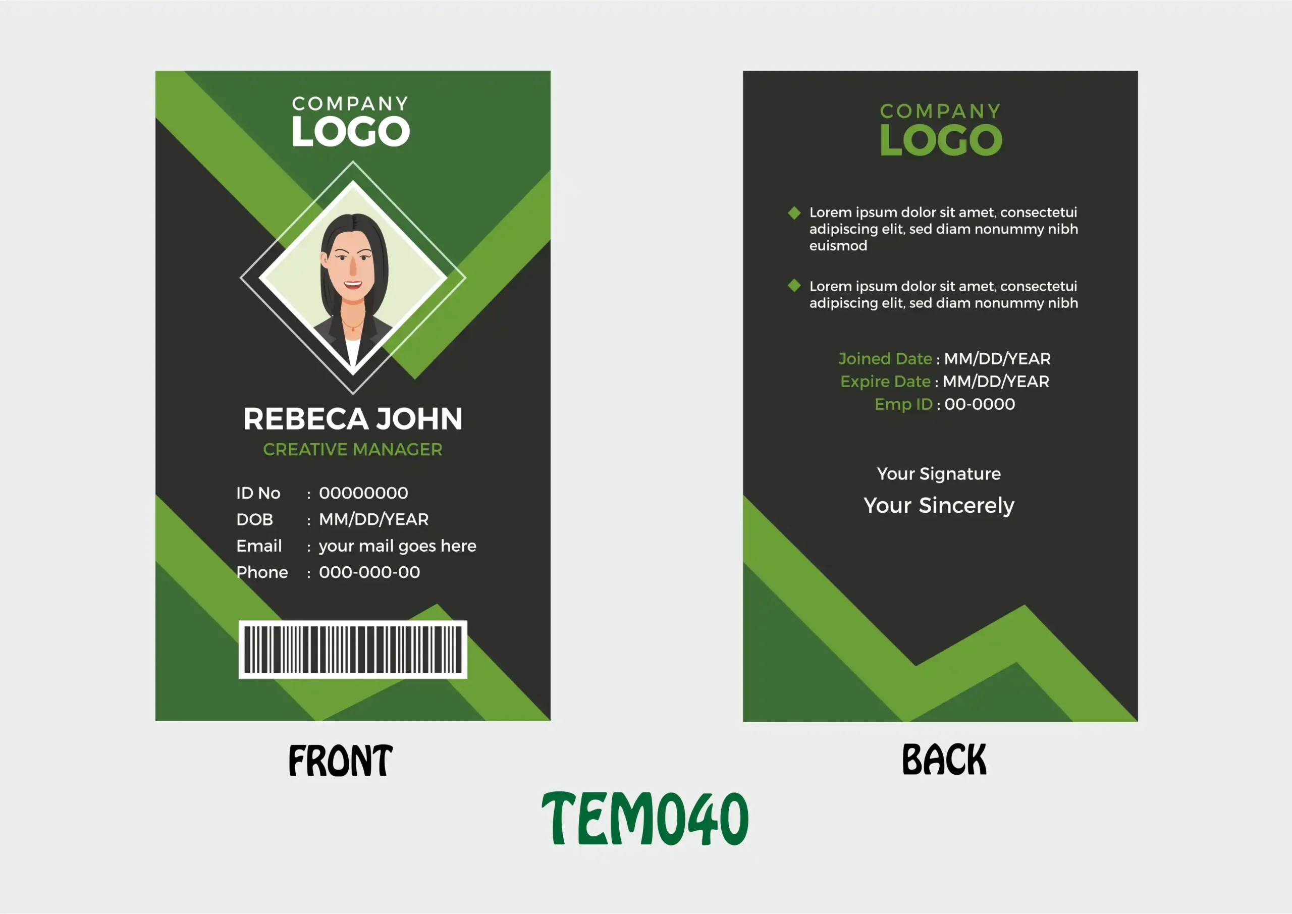 TEM040 ID Card - TEM040 - Image 1