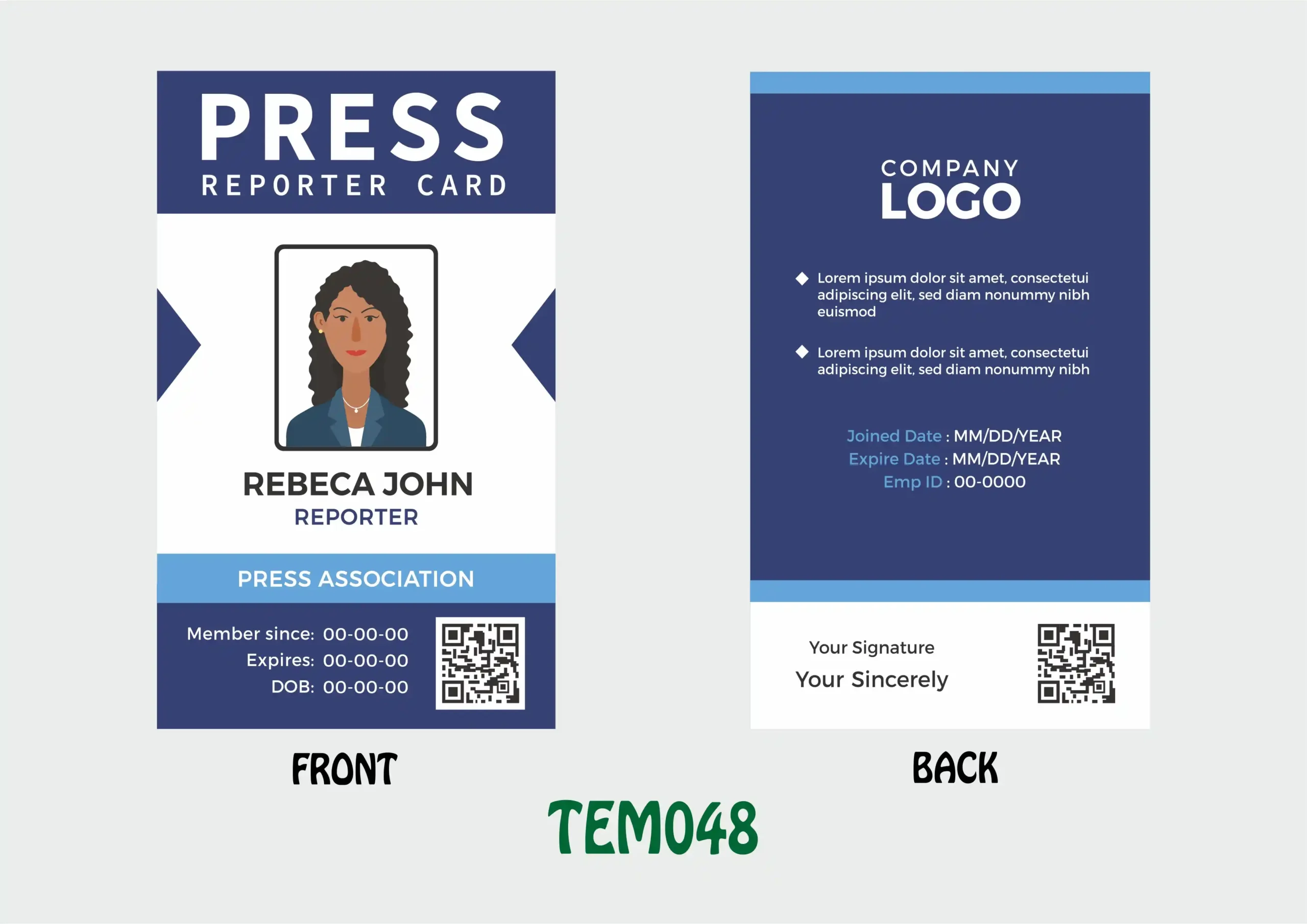TEM048 ID Card - TEM048 - Image 1