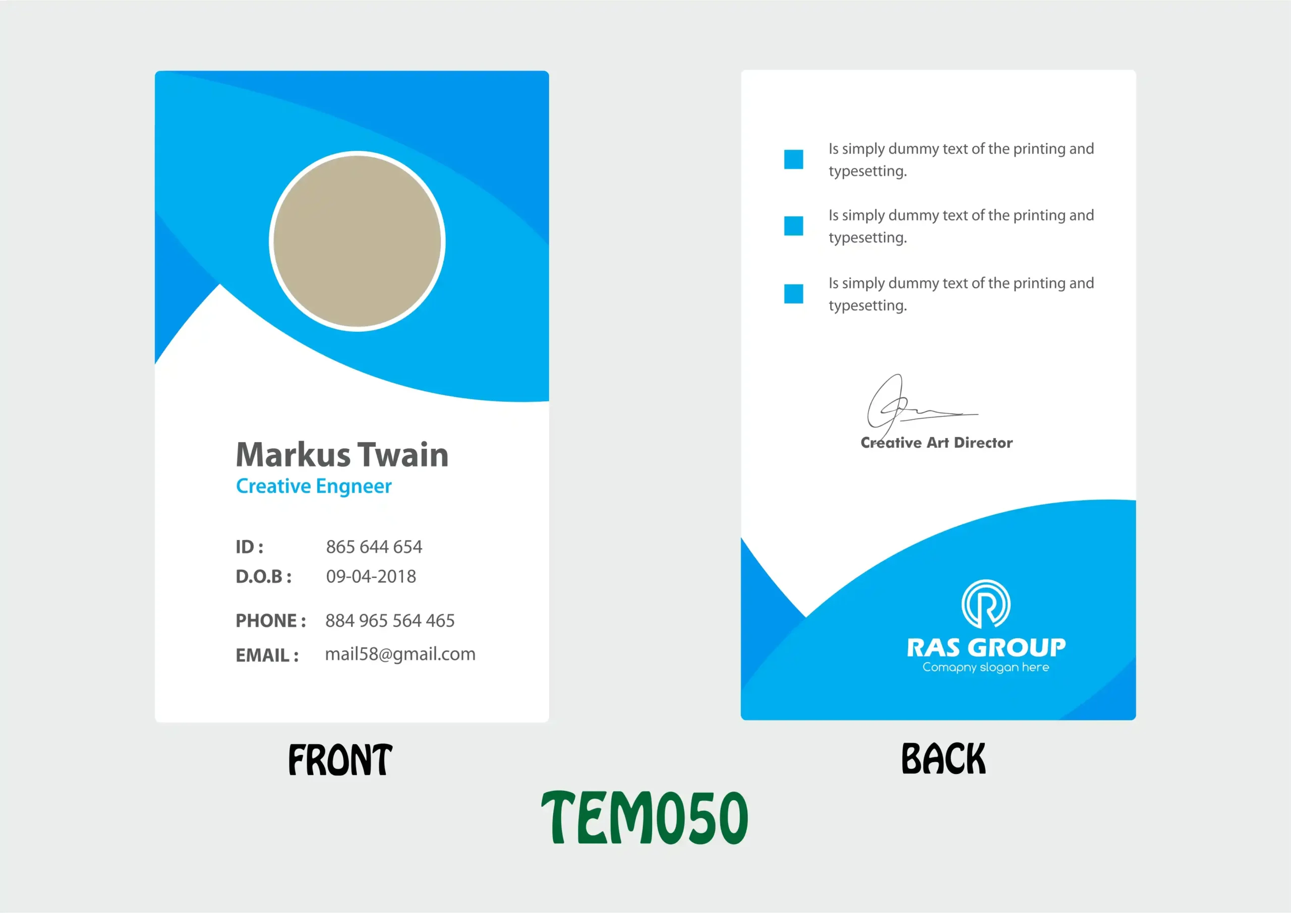 TEM050 ID Card - TEM050 - Image 1