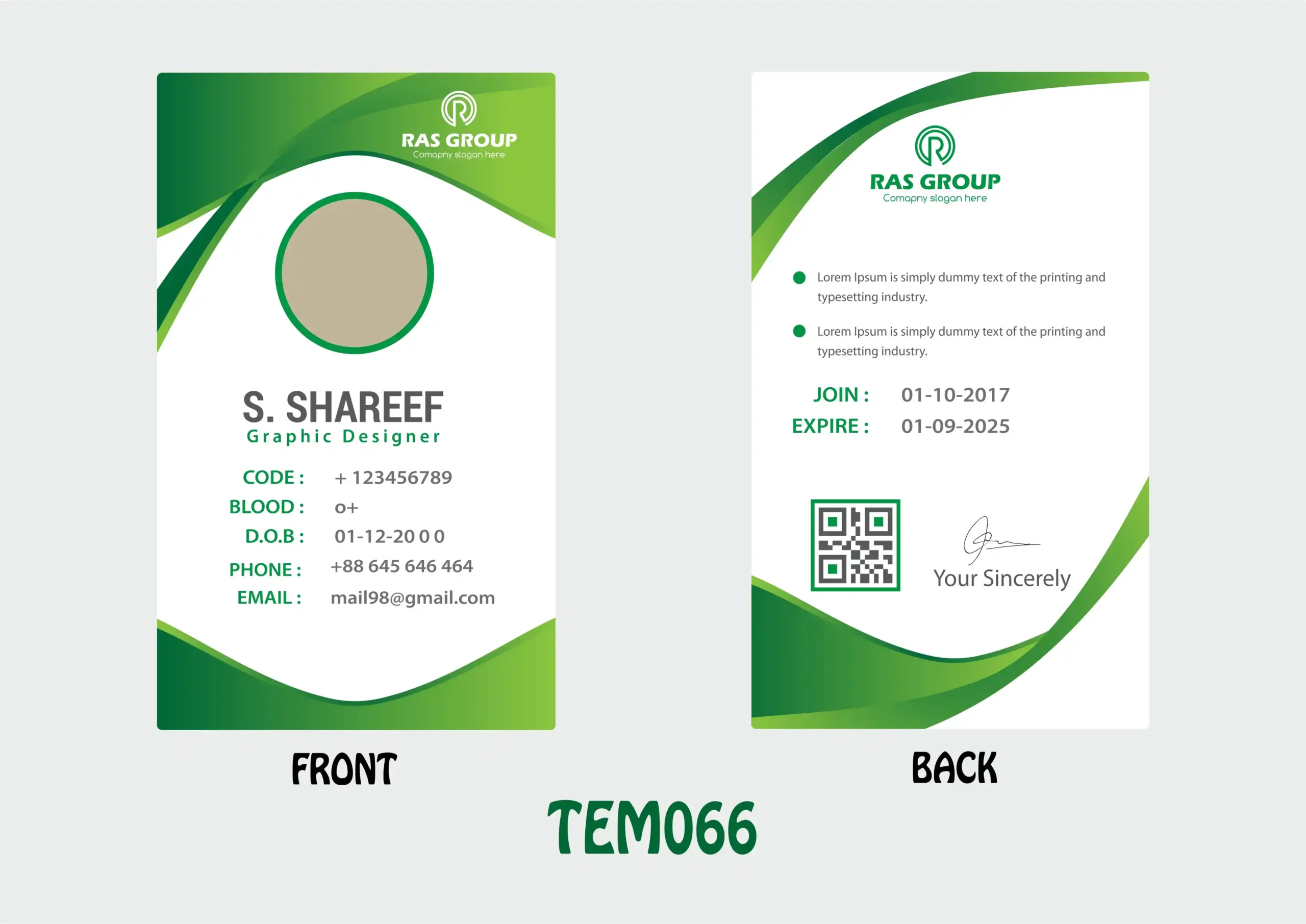 TEM066 ID Card - TEM066 - Image 1