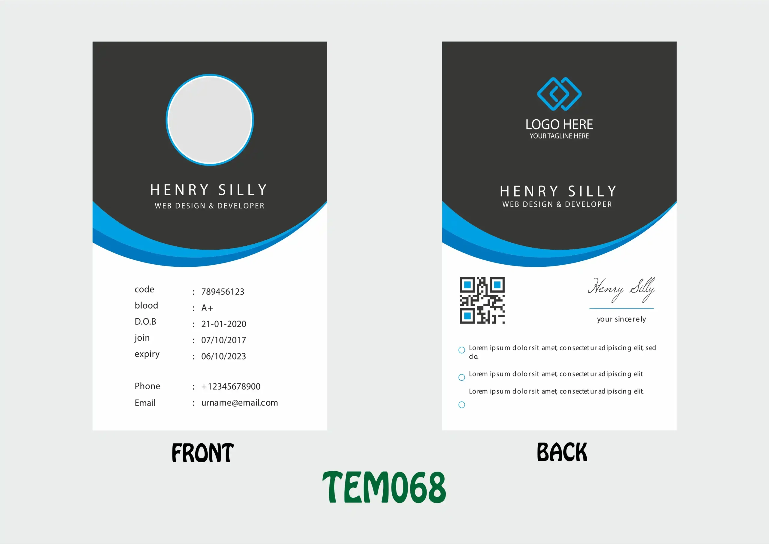 TEM068 ID Card - TEM068 - Image 1