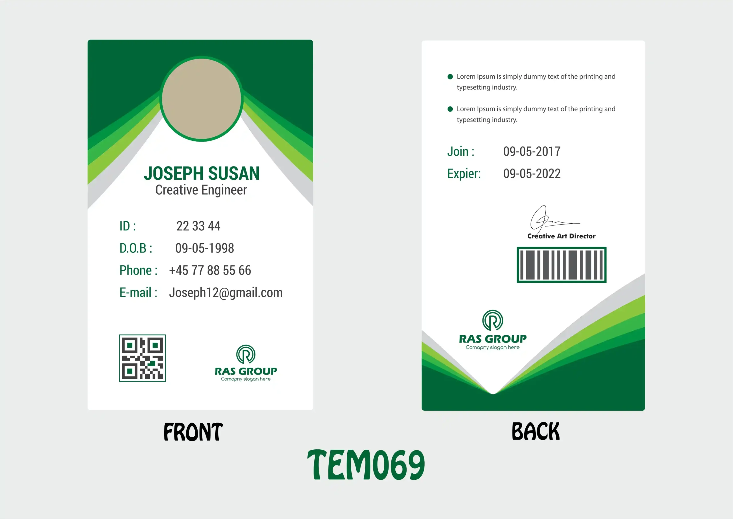 TEM069 ID Card - TEM069 - Image 1