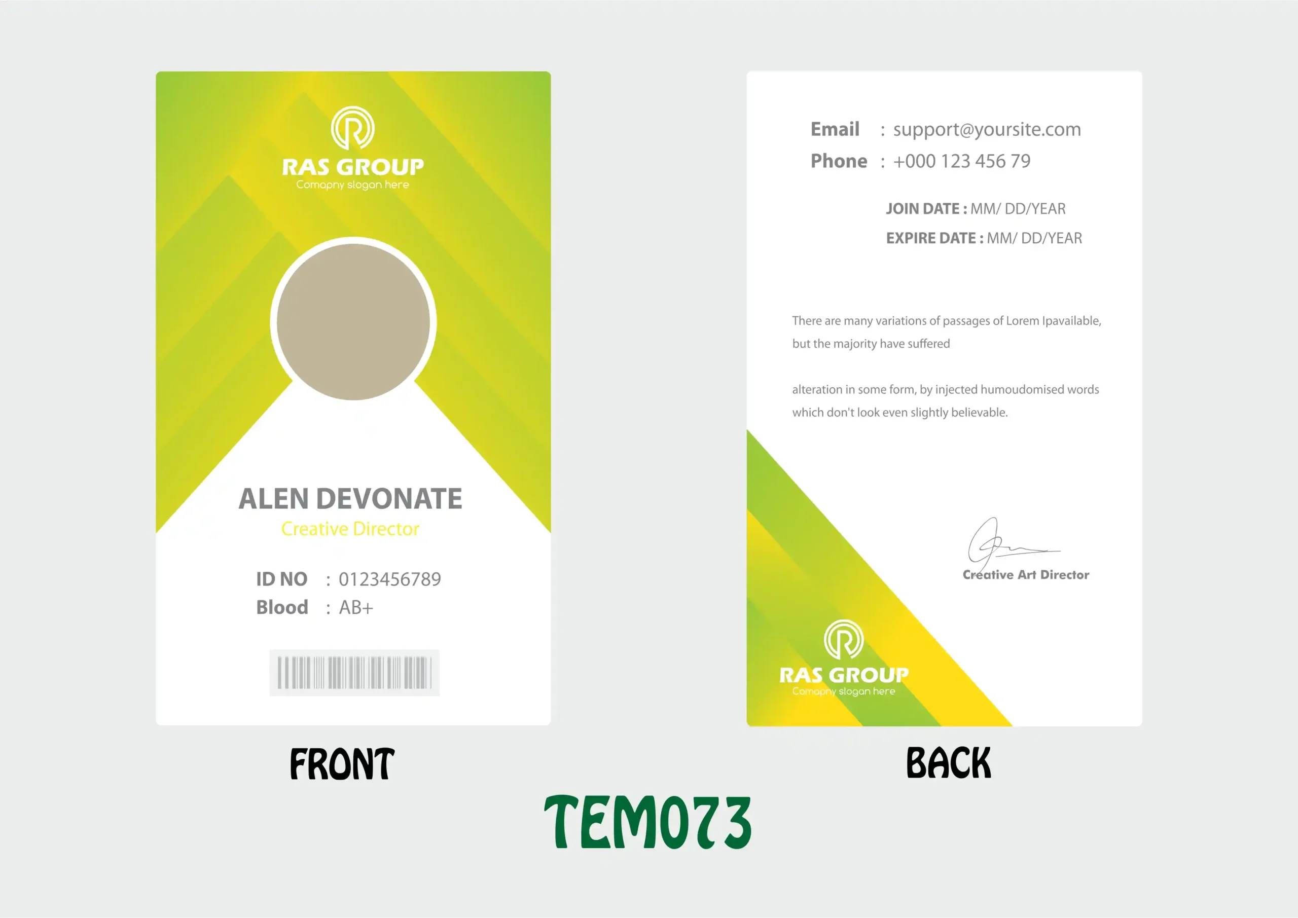 TEM073 ID Card - TEM073 - Image 1