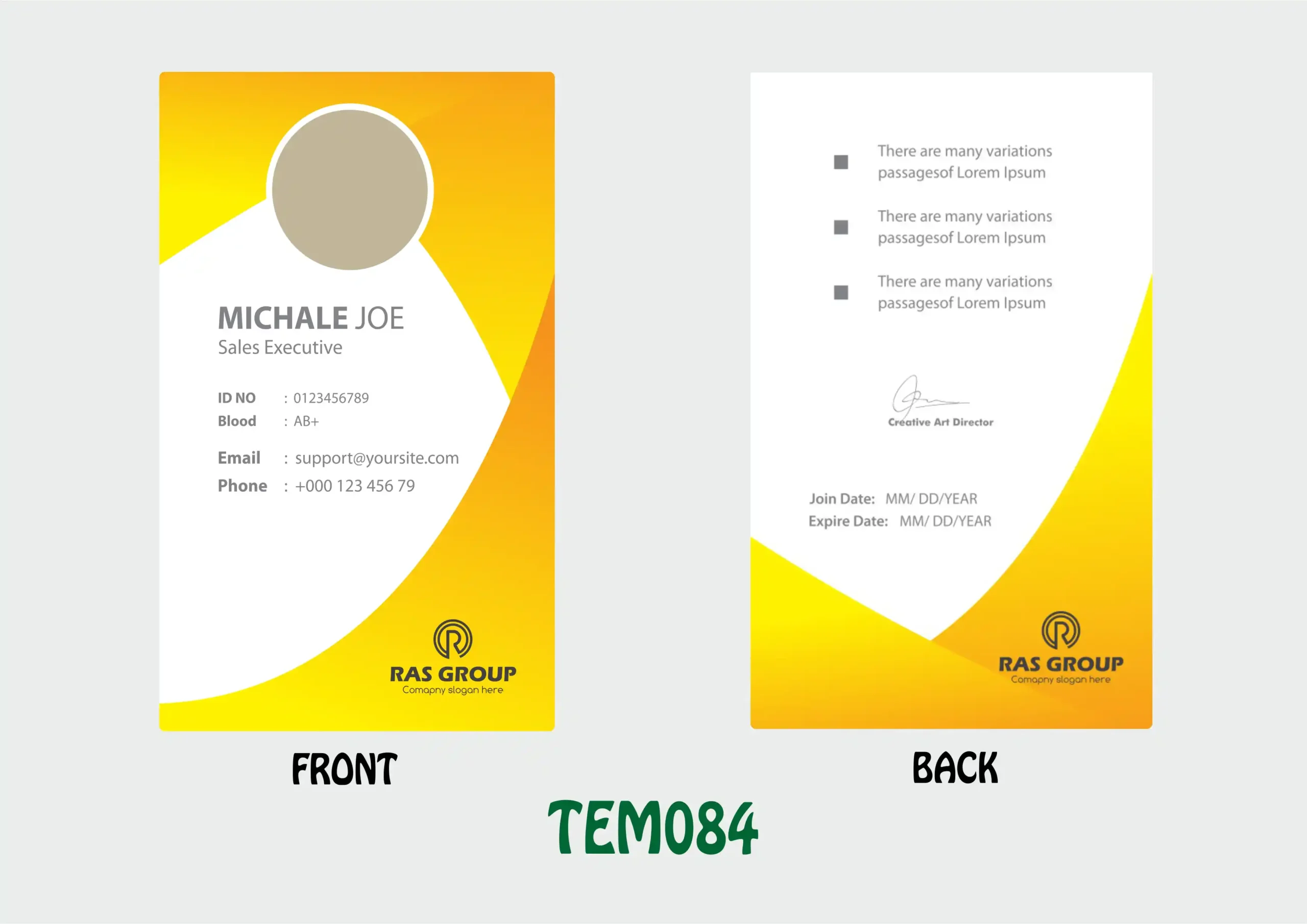 TEM084 ID Card - TEM084 - Image 1