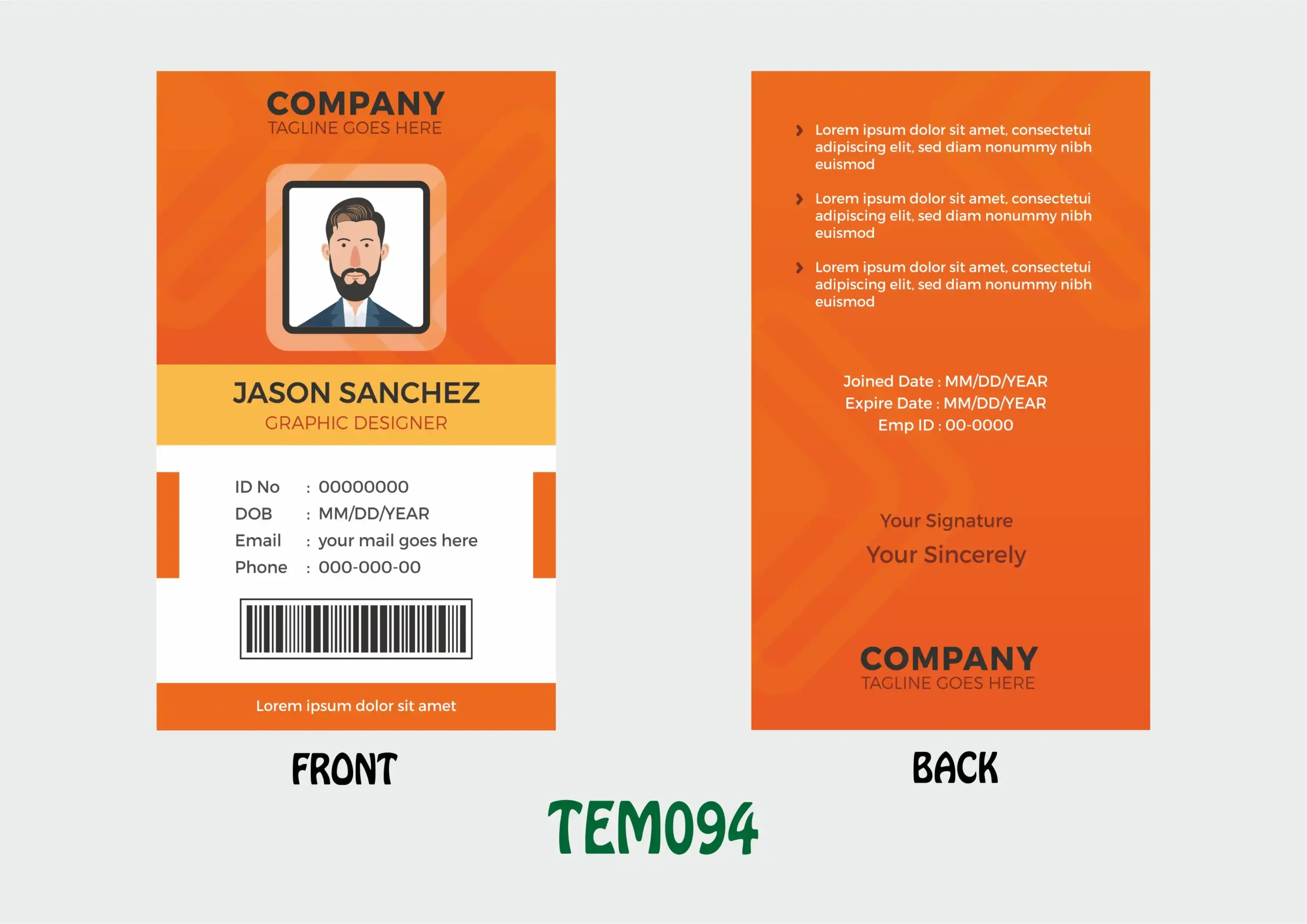 TEM094 ID Card - TEM094 - Image 1