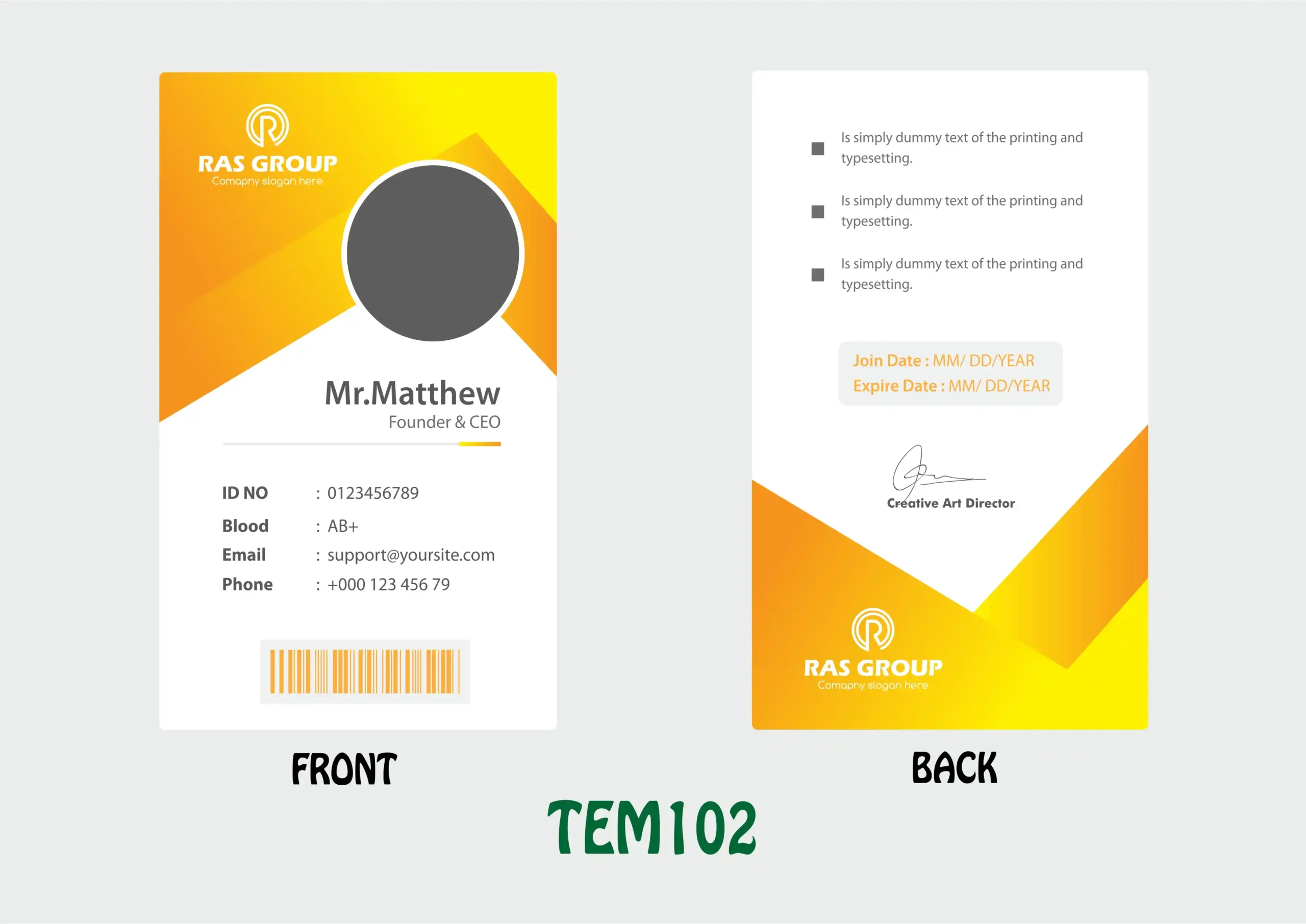 TEM102 ID Card - TEM102 - Image 1