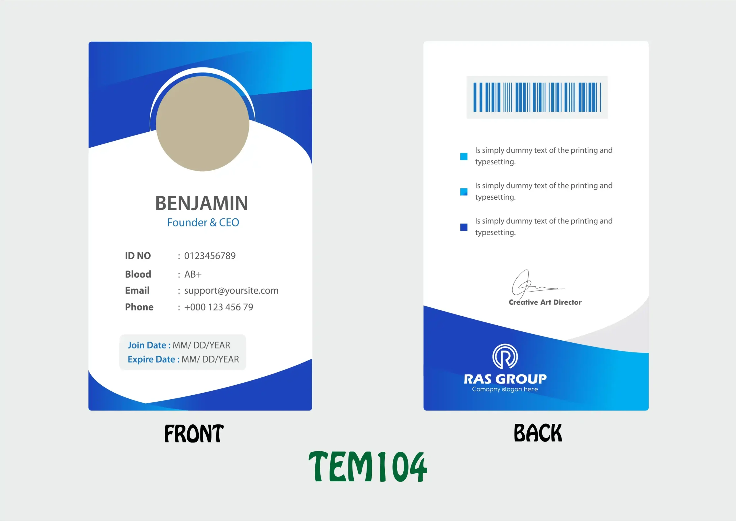 TEM104 ID Card - TEM104 - Image 1