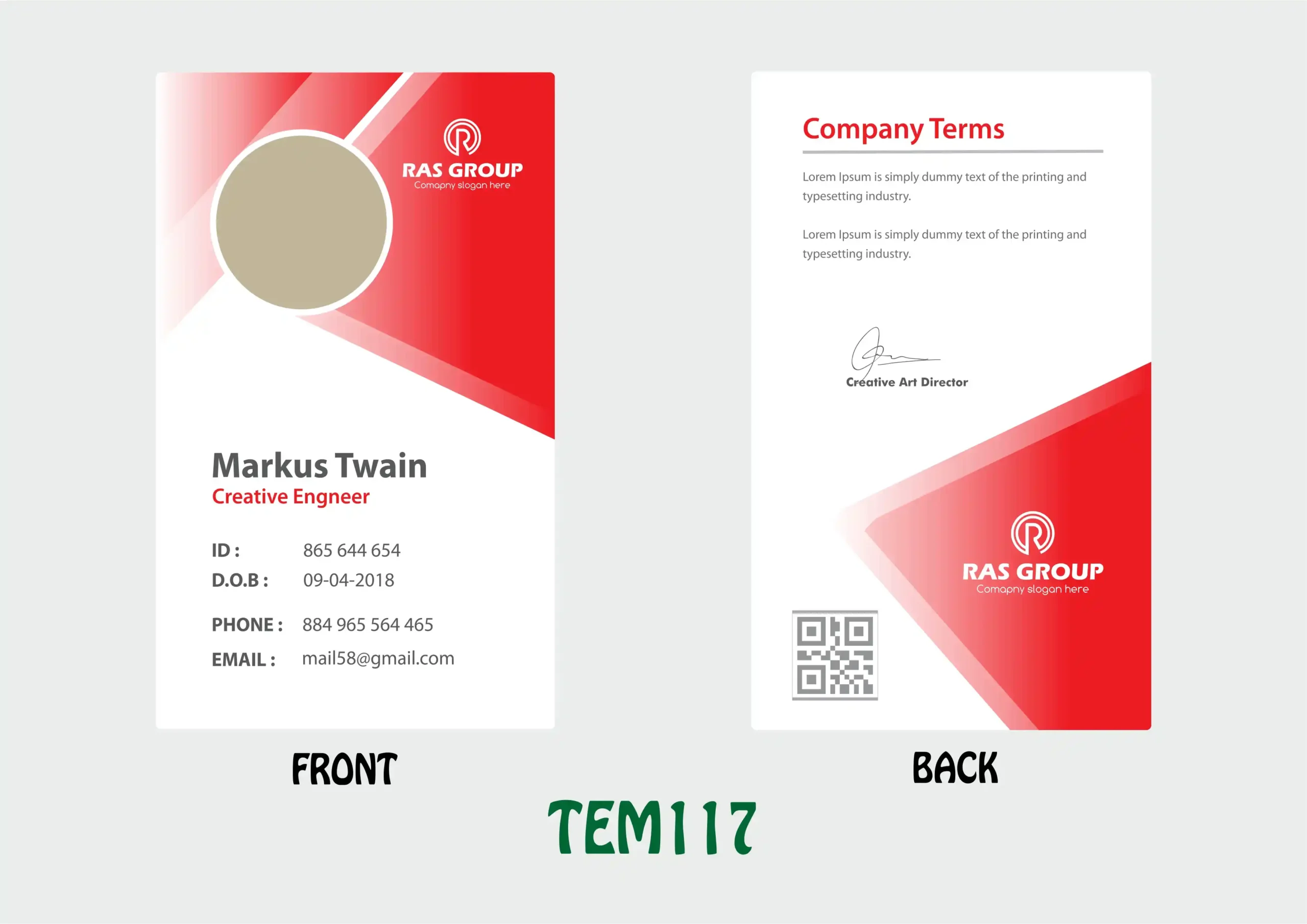 TEM117 ID Card - TEM117 - Image 1