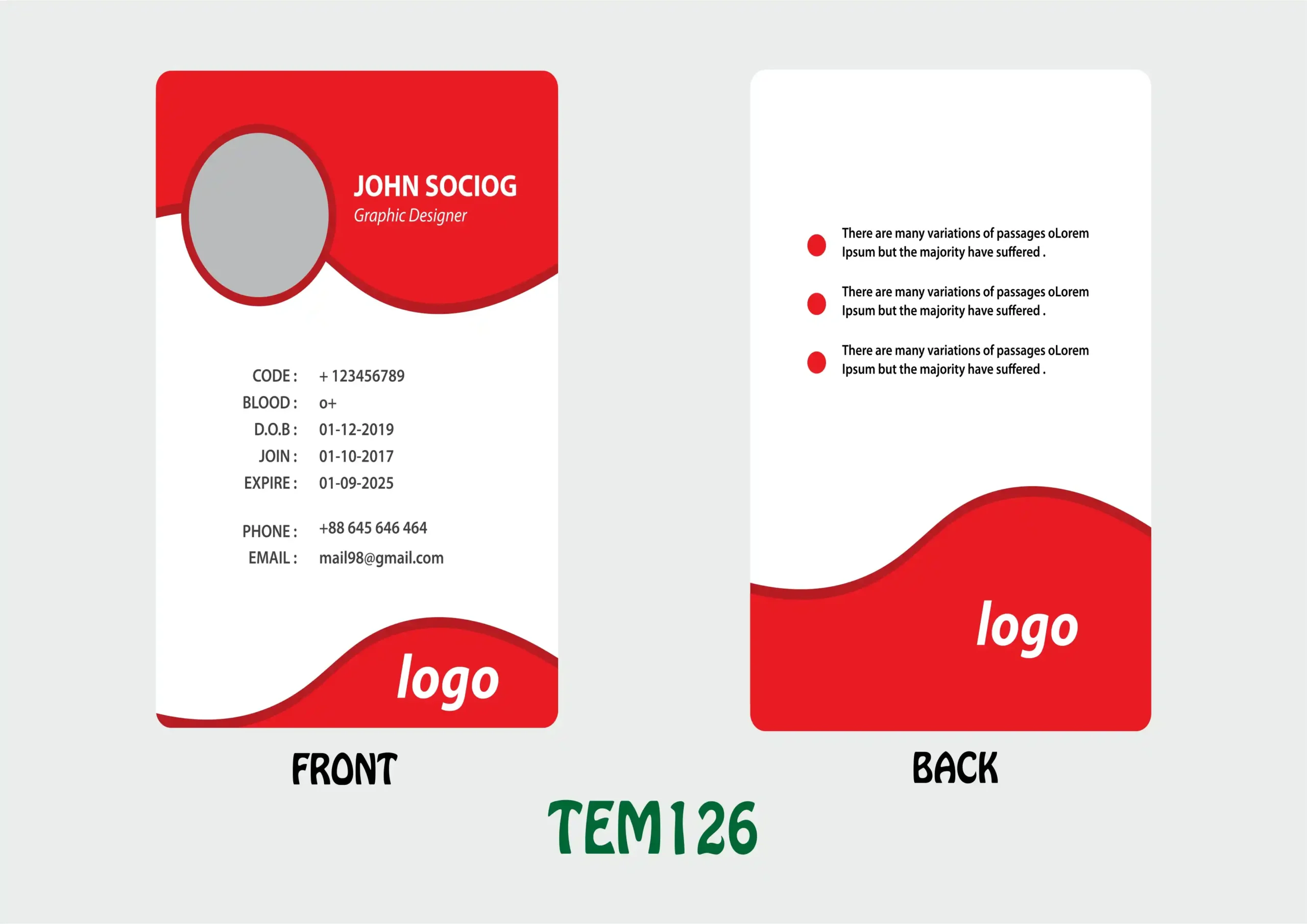 TEM126 ID Card - TEM126 - Image 1