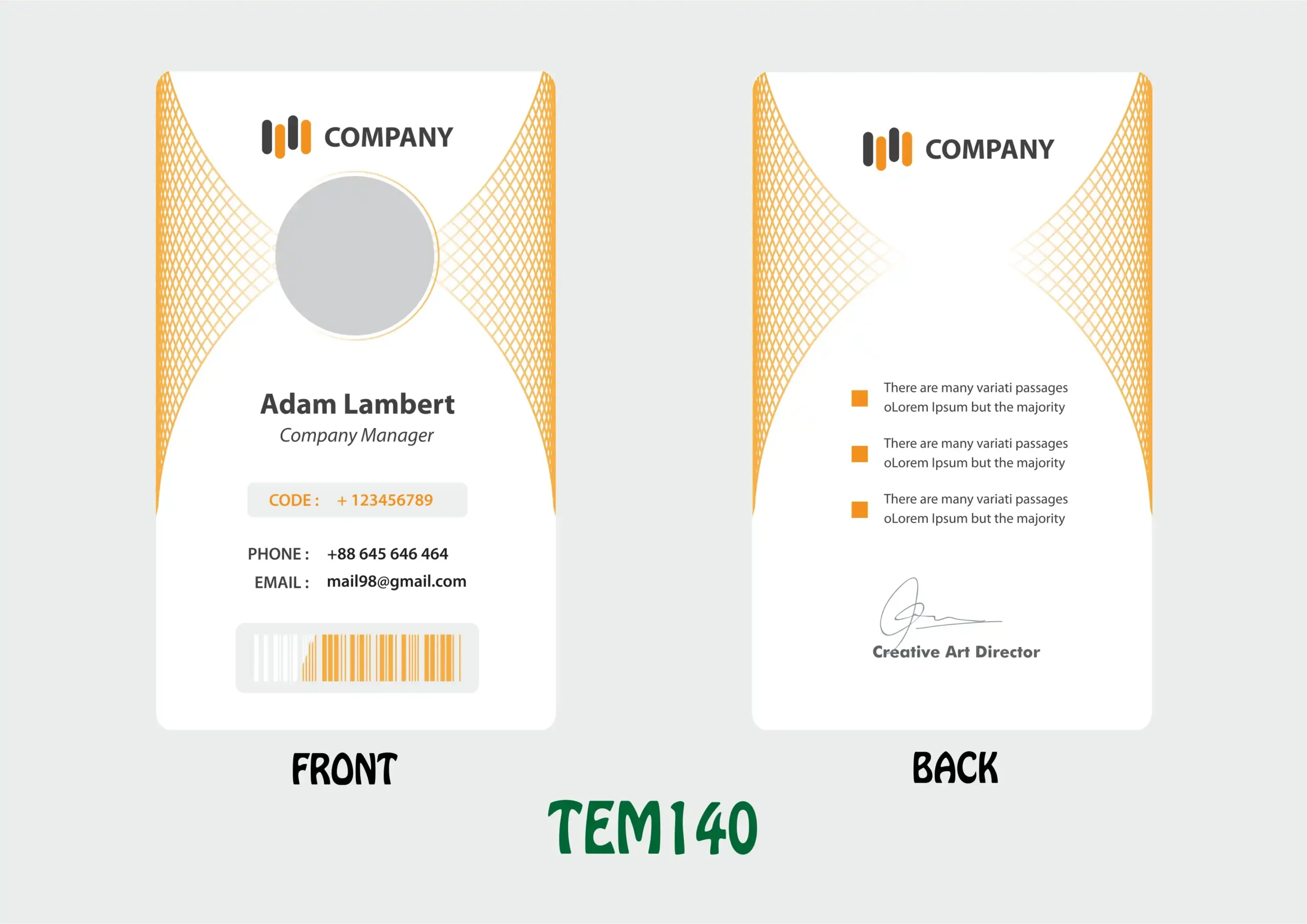 TEM140 ID Card - TEM140 - Image 1