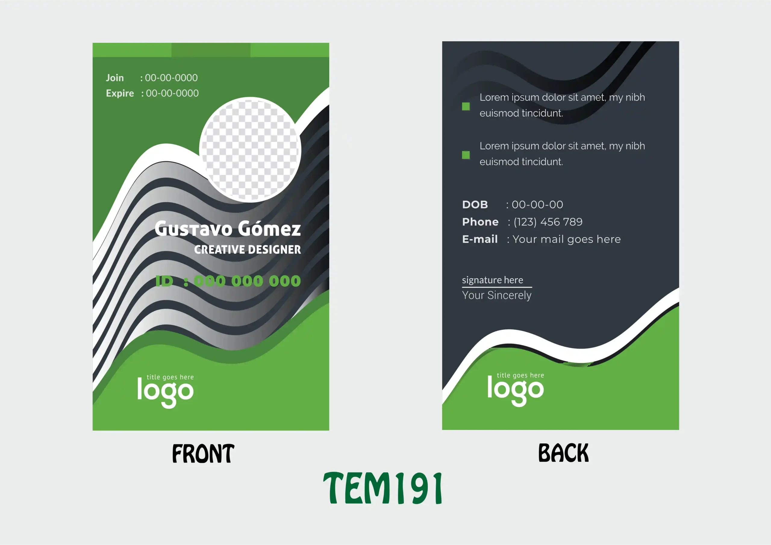 TEM191 ID Card - TEM191 - Image 1