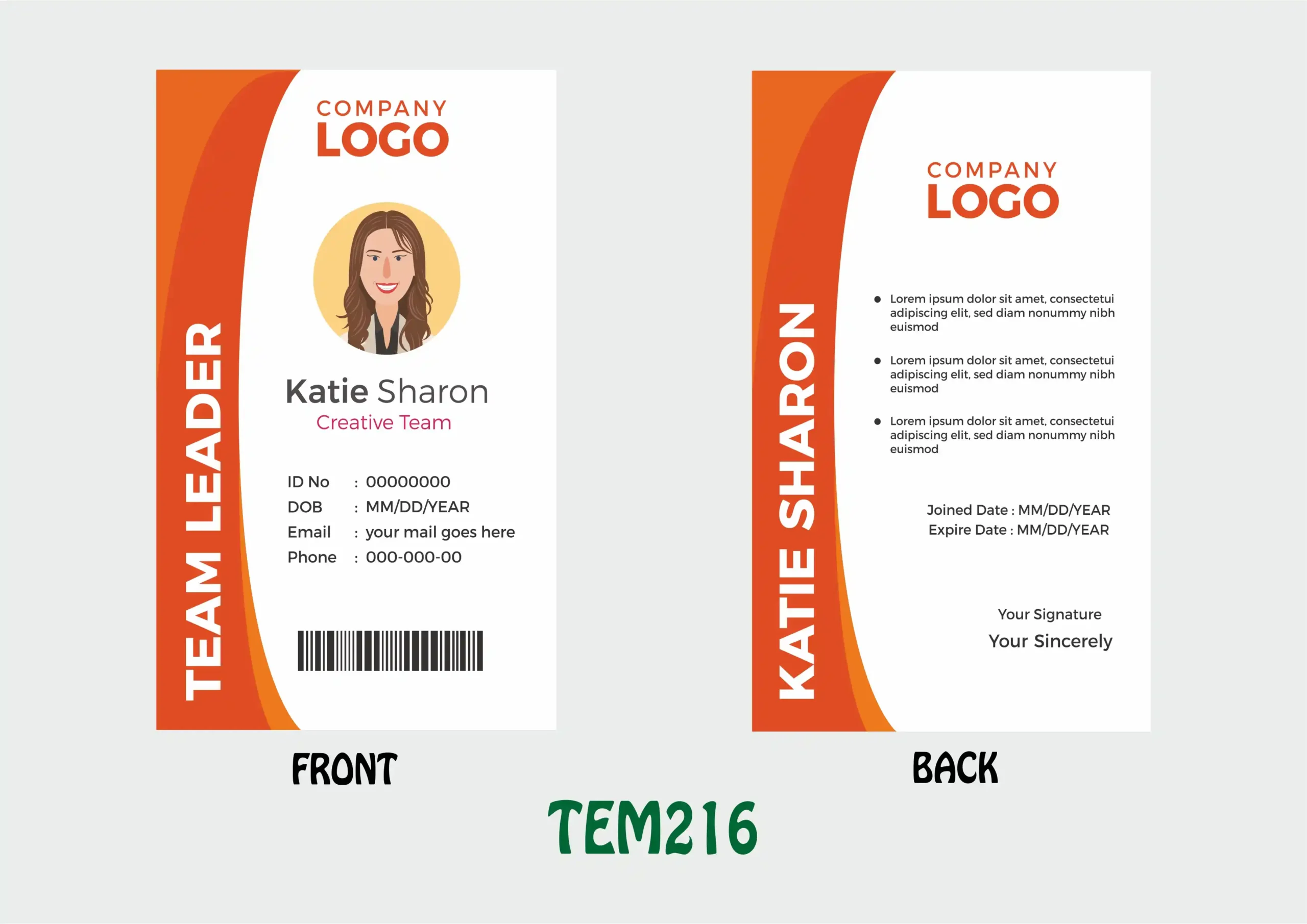 TEM216 ID Card - TEM216 - Image 1